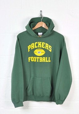 Vintage NFL Green Bay Packers Hoodie Sweatshirt Green XL