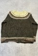 EDDIE BAUER KNITTED CARDIGAN ABSTRACT PATTERNED CHUNKY KNIT