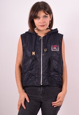 WOMENS VINTAGE GILET XL BLACK 90S