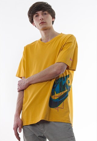 VINTAGE NIKE TEE 90S YELLOW BIG LOGO