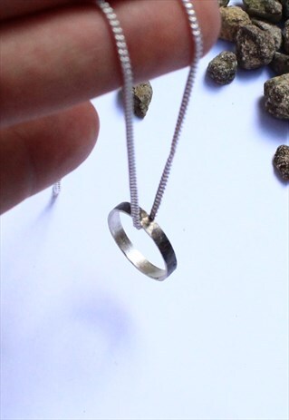 OXIDISED STERLING SILVER RING ON STERLING CHAIN