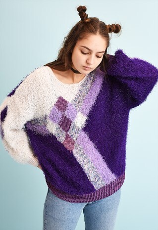 80'S RETRO FLUFFY JAZZY MOMS KNIT JUMPER