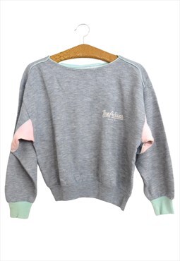 Vintage Sweatshirt Pullover 80s Streetwear Grey & Pastels