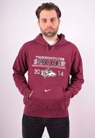 NIKE MENS VINTAGE HOODIE JUMPER MEDIUM MAROON