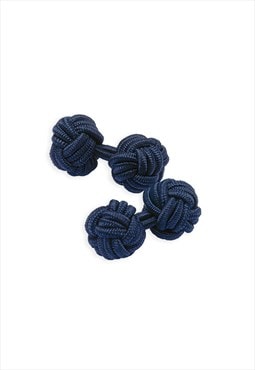 Fabric Knot Cufflinks - Navy Blue