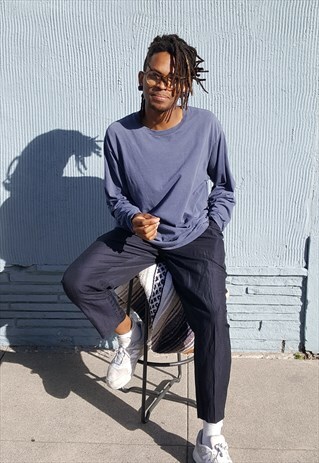 90S SKATER PIGMENT DYED BLUE LONG SLEEVE TEE LARGE
