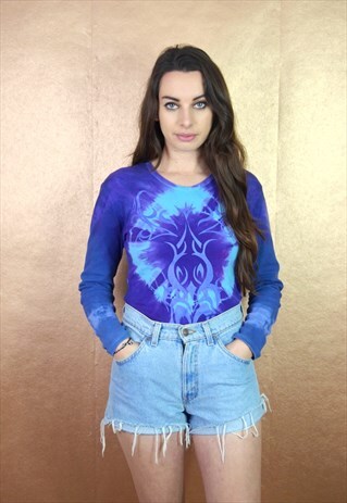 90S VINTAGE TIE DYE TRAVEL LONG SLEEVE TOP