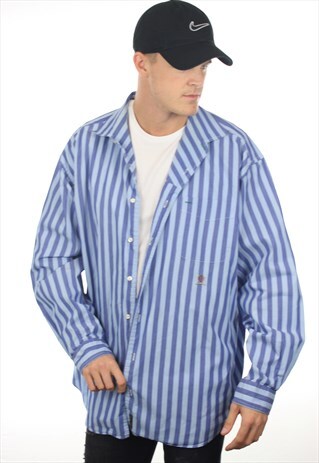 VINTAGE TOMMY HILFIGER CREST LOGO STRIPED LONG SLEEVE SHIRT