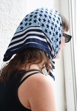 Vintage Blue Star Print Scarf