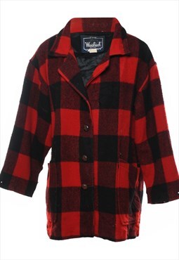 Vintage Woolrich Multi Plaid Pattern Black & Red Wool Jacket