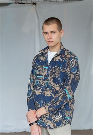 VINTAGE 80S PATTERNED SHIRT IN LONG SLEEVE