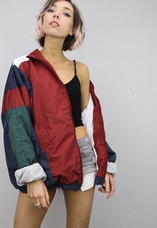 VINTAGE 80S 90S OVERSIZED SHELL SUIT FESTIVAL JACKET