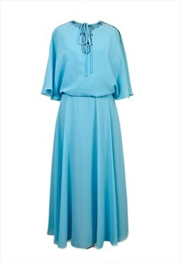 Ann Michael Blue Cocktail 70s Party Dress  