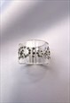 CHRISTIAN DIOR RING CRYSTAL LOGO MONOGRAM SILVER RHINESTONE 