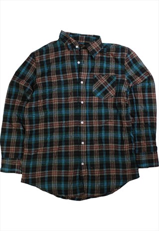 Activa  Check Long Sleeve Button Up Shirt Large Green