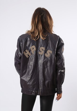 LEATHER BOMBER JACKET VARSITY BOYFRIEND OVERSIZED (EDN)