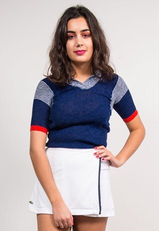 90'S VINTAGE WHITE LACOSTE WRAP AROUND TENNIS SKIRT