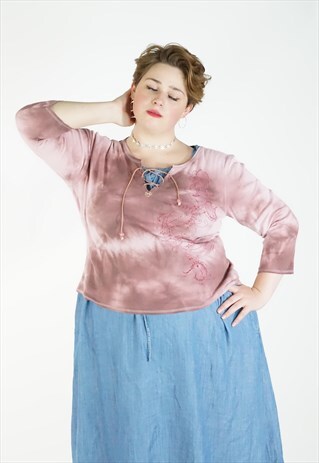 VINTAGE 90S Y2K PINK TIE DYE FESTIVAL TOP