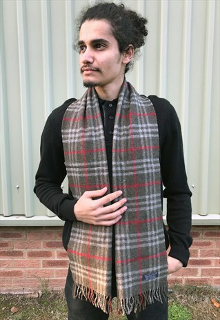 VINTAGE LAMBSWOOL CHECKED SCARF-S016