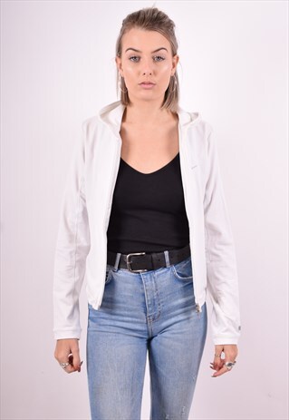 NIKE WOMENS VINTAGE HOODIE JACKET SMALL WHITE 90'S
