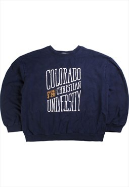 Vintage  Anvil Sweatshirt Colorado Uni Navy Blue XLarge