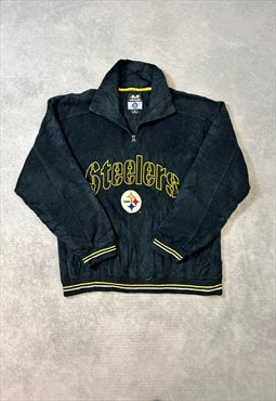 Vintage NFL Fleece 1/4 Zip Sweatshirt with Steelers Logo