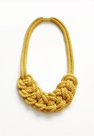 HANDMADE BY TINNI THE LENA BOHO KNOTTED NECKLACE MUSTARD