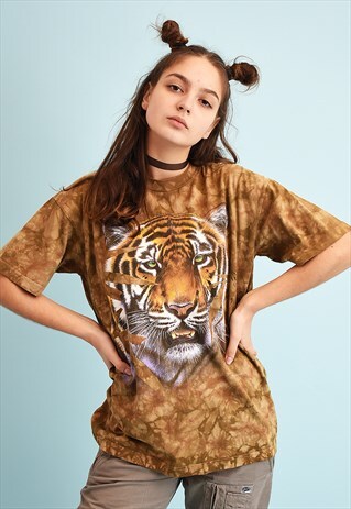 Y2K OVERSIZED GRUNGE MONOCHROME ANIMAL PRINT T-SHIRT TEE