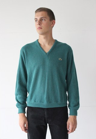 VINTAGE RETRO SUPER WARM TURQUOISE LACOSTE SWEATER JUMPER