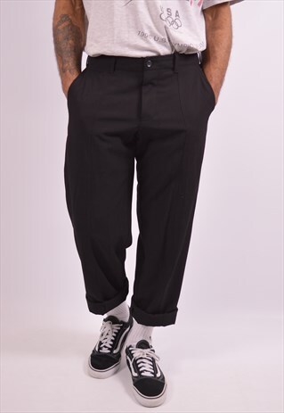 ARMANI JEANS MENS VINTAGE TROUSERS W31 L32 BLACK 90S