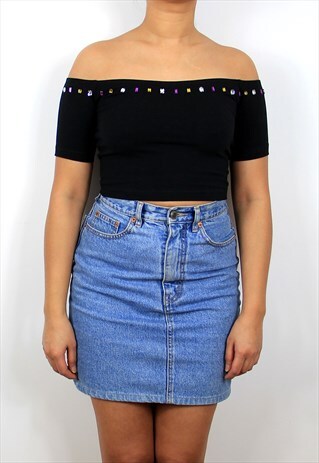 JEWELLED OFF THE SHOULDER CROP TOP