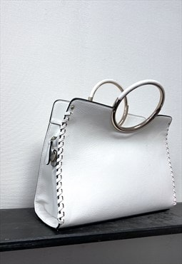 80s White eco Leather Minimal Purse 