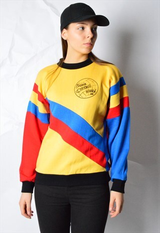 VINTAGE 80S COLOUR BLOCK LIGHTWEIGHT SWEATSHIRT