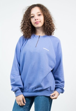 VINTAGE ADIDAS PURPLE ZIP NECK SWEATSHIRT