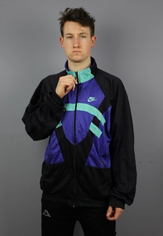 VINTAGE NIKE WINDBREAKER JACKET IN PURPLE, BLACK AND SIZE LA