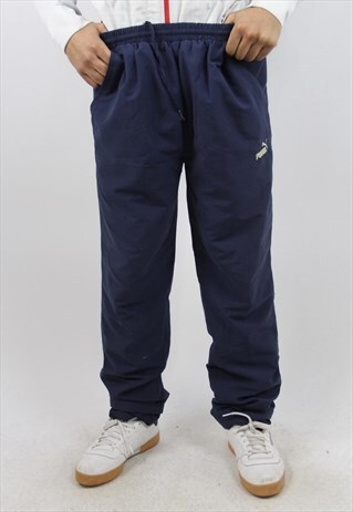 VINTAGE PUMA SOFT NAVY TRACKSUIT BOTTOMS