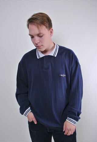 80S RETRO MAN COLLARED SWEATSHIRT, VINTAGE MARINE POLO