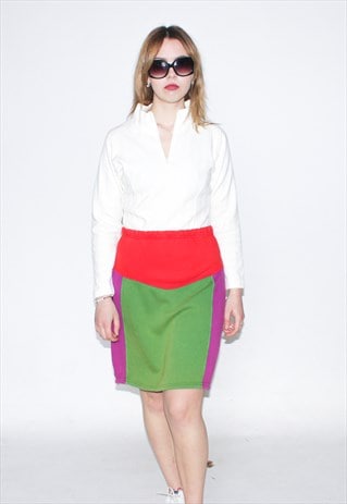 Vintage Y2K color block mini skirt in multi color