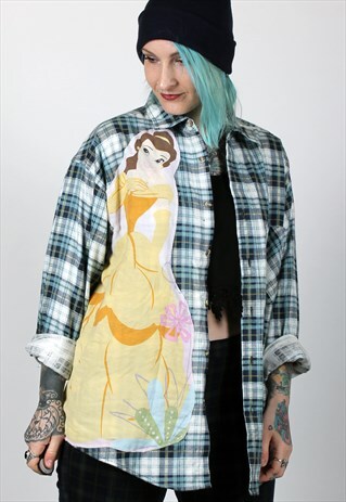 DISNEY PRINCESS BELLE REWORKED VINTAGE PLAID SHIRT