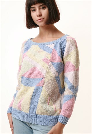 80S VINTAGE BAGGY MULTICOLOR KNITWEAR JUMPER 1080