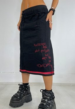 Vintage 90s Skirt Cop Copine Midi Archival Grunge Y2k Red