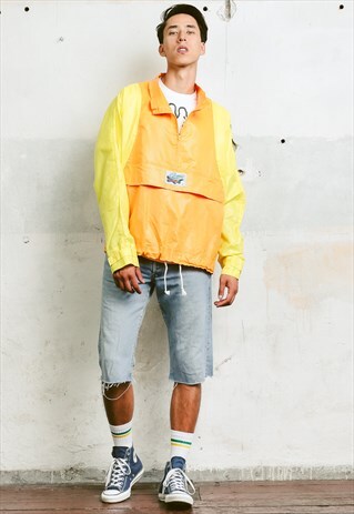 VINTAGE 90S YELLOW RAIN SMOCK JACKET