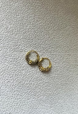 10mm Burnished Gold - 925 Sterling Silver Bali Hoops
