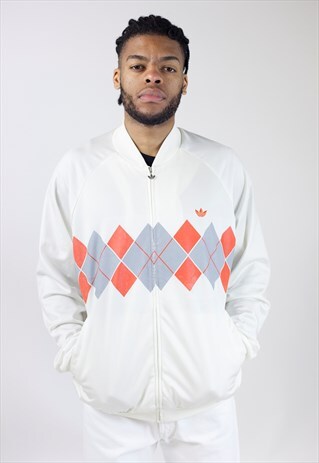 VINTAGE 90S ADIDAS WHITE/ORANGE SPORTS JACKET