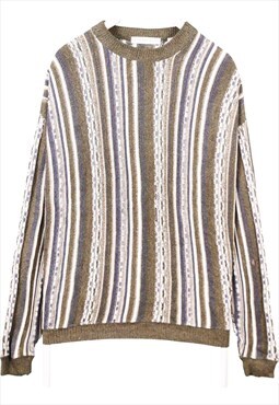 Vintage 90's GEOFFREY BEENE Jumper Striped Long Sleeve Grey