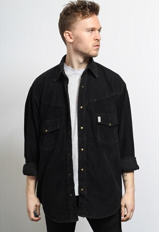 VINTAGE CORDUROY CORD SHIRT BLACK