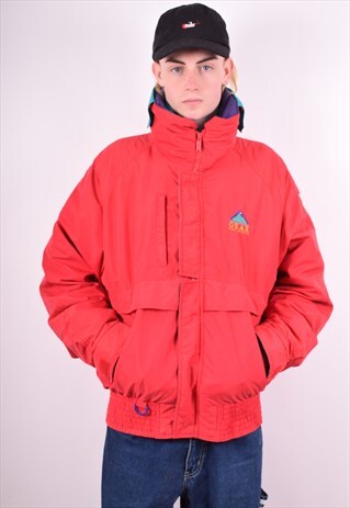 MENS VINTAGE PADDED JACKET LARGE RED 90'S