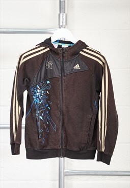 Vintage Adidas Hoodie in Black Zip Up Sports Jumper XS