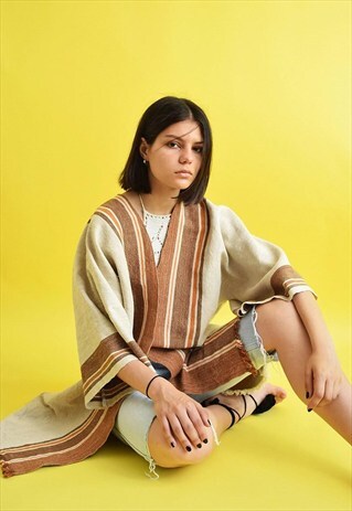 HIPPIE FESTIVAL STRIPED PATTERN OVERSIZED KIMONO JACKET