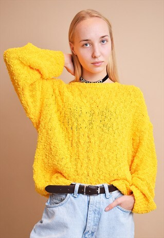90'S NORMCORE OVERSIZED KNITTED BOBBLE JUMPER TOP